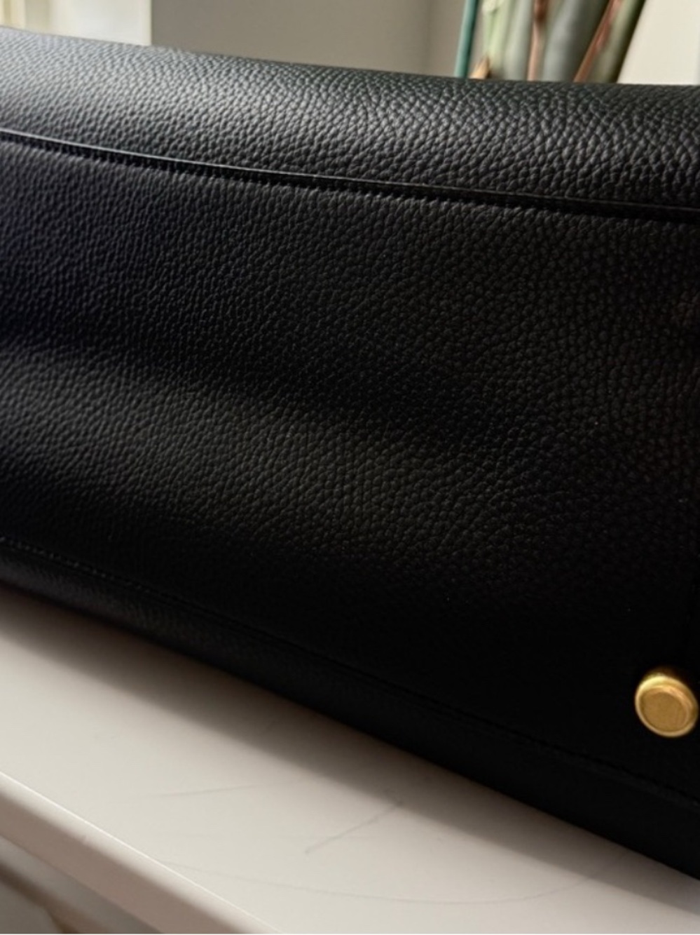 Coach Black Pebbled Leather Tote with Gold Turnlock - Picture 3 of 5